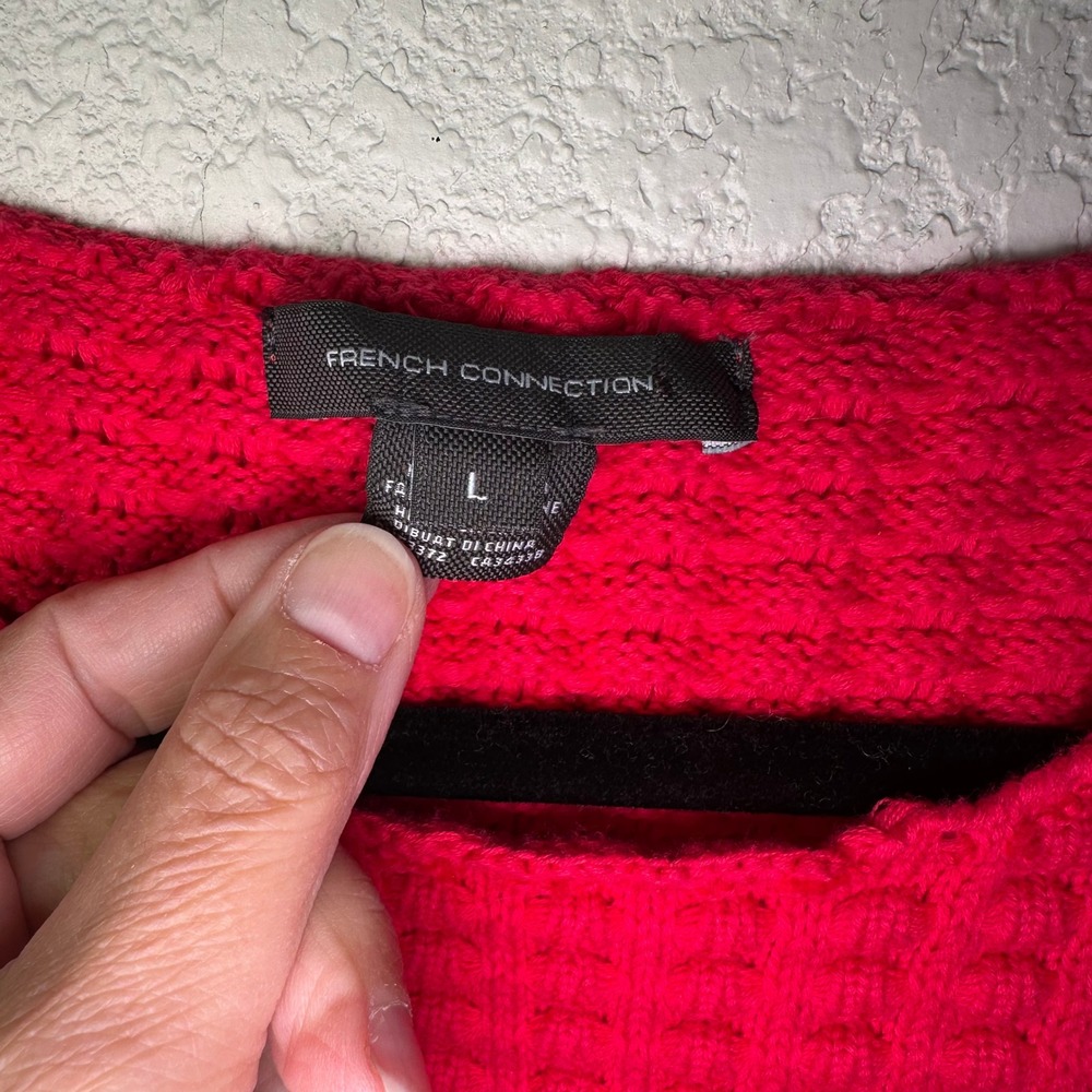 French Connection Red Textured Knit Sleeveless‎ Sweater Vest Top Women's Size L - Picture 4 of 6